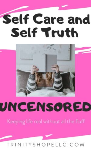 woman in bed reading journal entry about self care