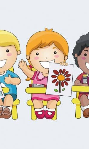 calm cartoon children with coloring book pages