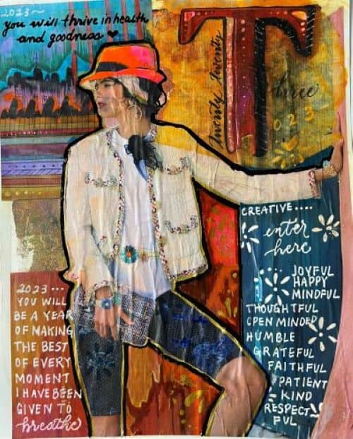2024 visual journal page of woman feeling inspired by her goals